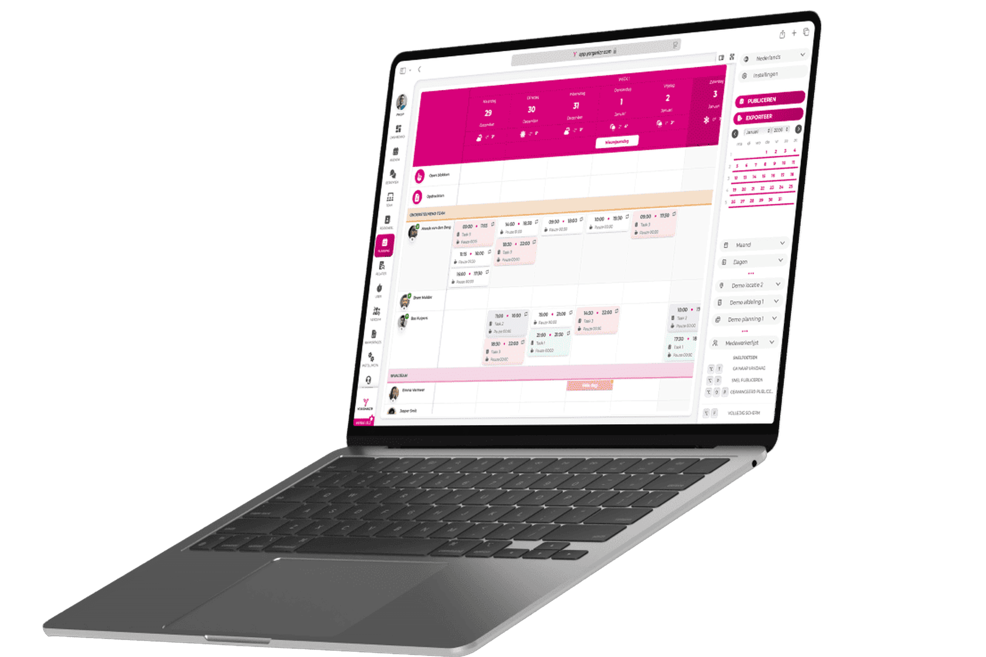 laptop met Yorganizr planning