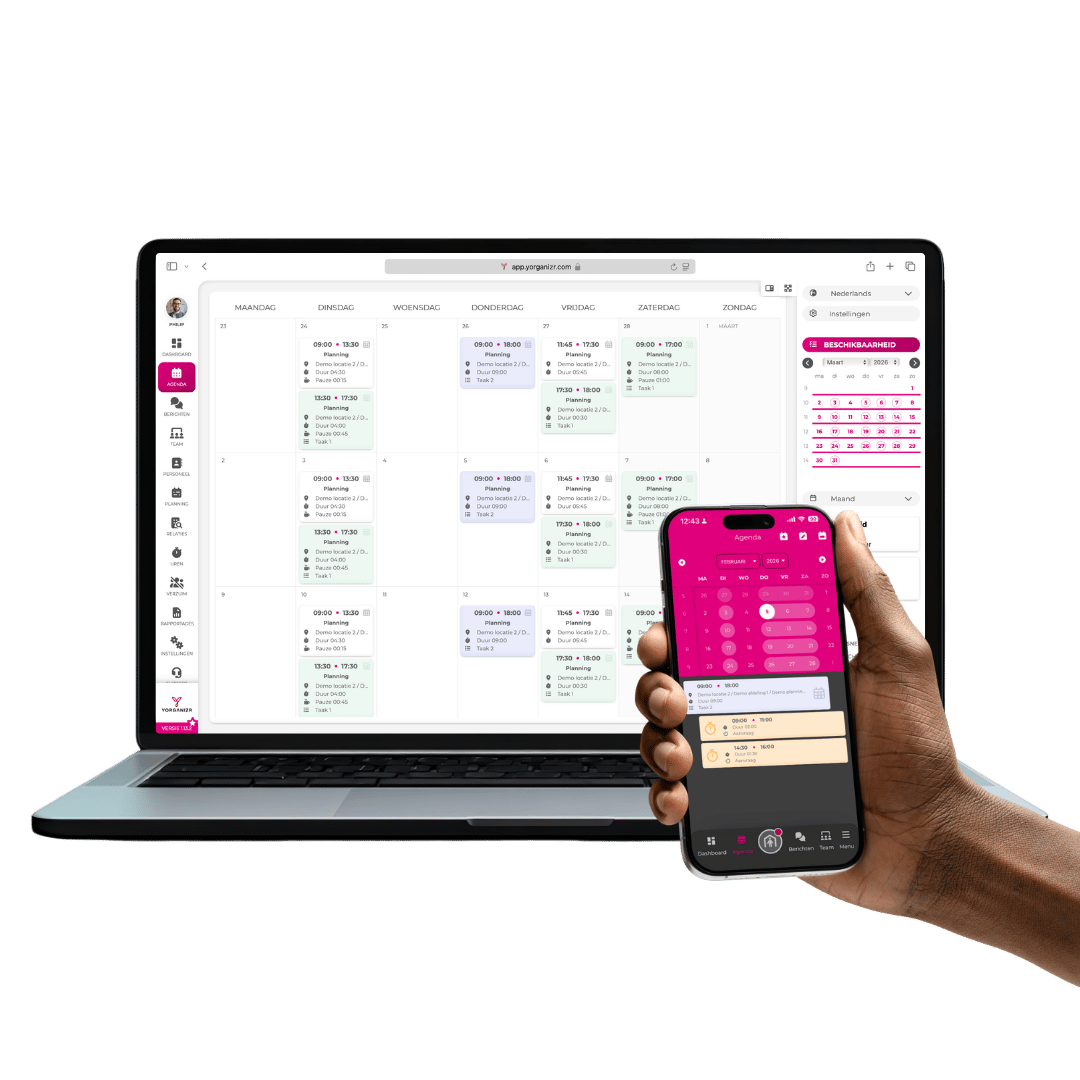 voorbeeld van planning op laptop en telefoon